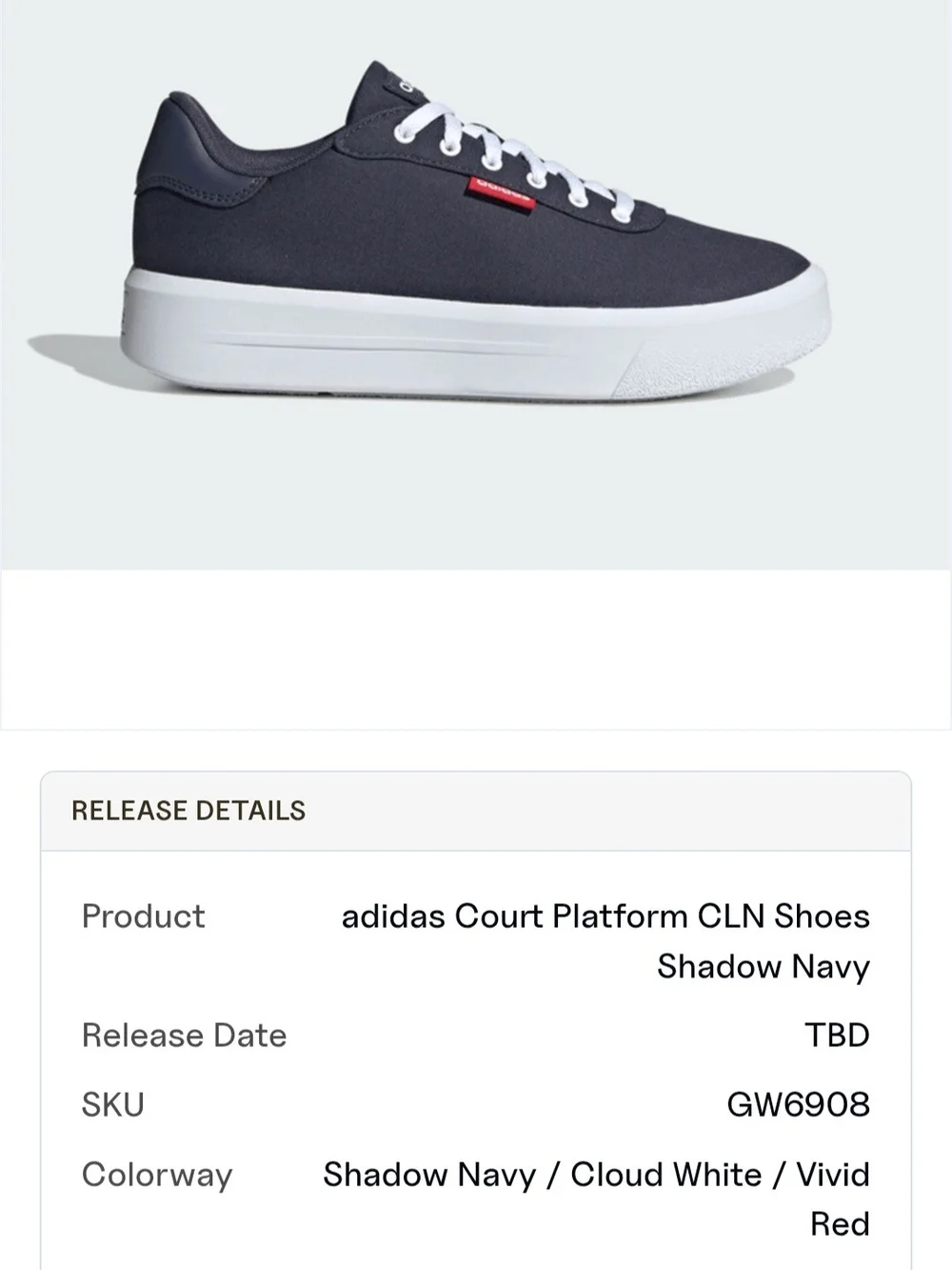 adidas Navy and White Low-Top Sneakers with Red Tab